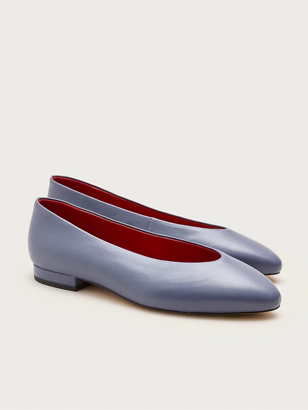 J.Crew Bea Ballet Flats in Leather Dusty Blue Red Lining Size 10